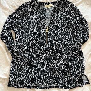 Michael Kors Black and White Lace Blouse
